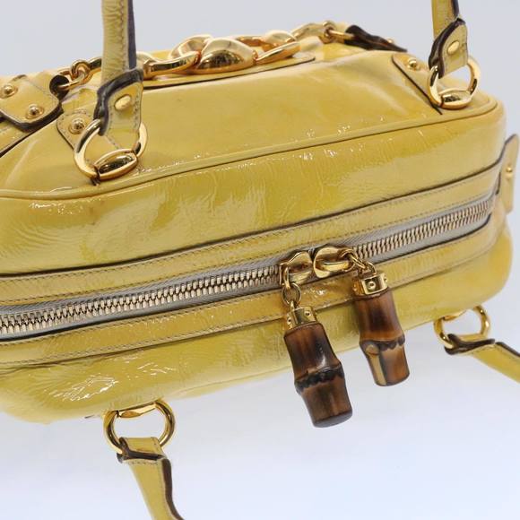 GUCCI Bamboo Hand Bag Enamel Yellow 159399 Auth 62738 - Picture 6 of 16